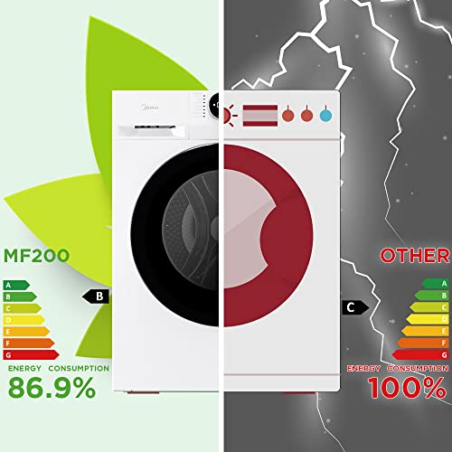 Midea MF200W70B/E Freestanding Washing Machine, BLDC Motor, Bright LED Display, Health Guard, Steam
