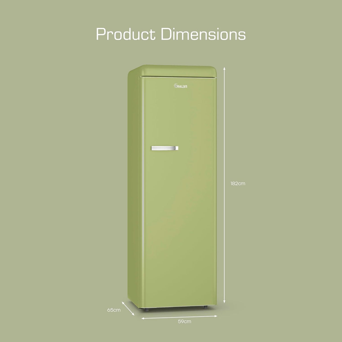 Tall Larder Fridge 337L 5 Shelves Frost Free Green