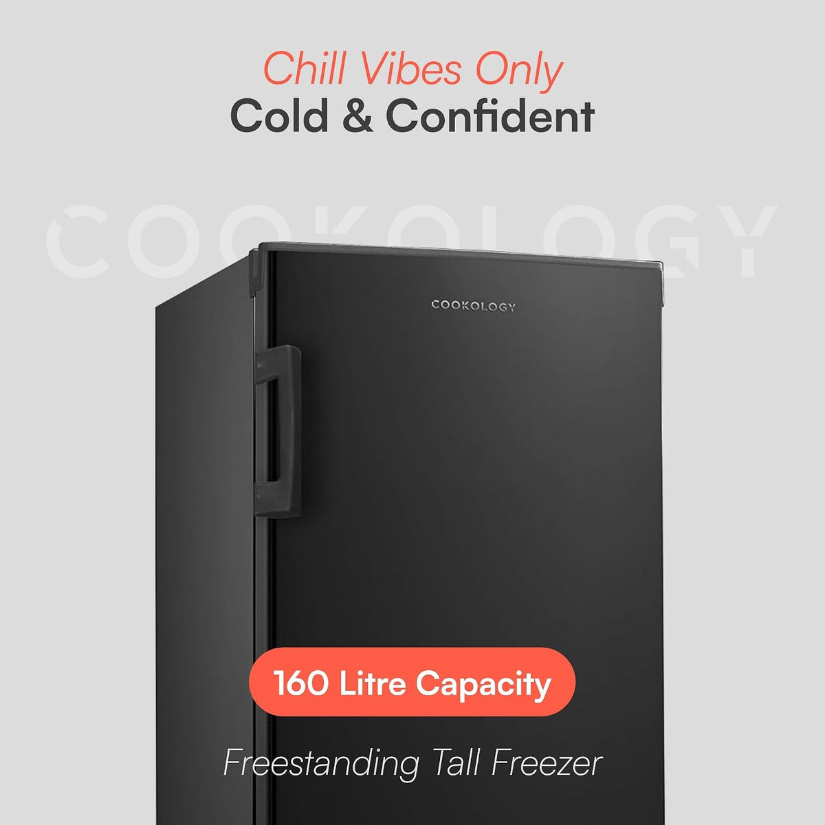 Tall Freestanding Freezer 142L Reversible Door 42dB Black