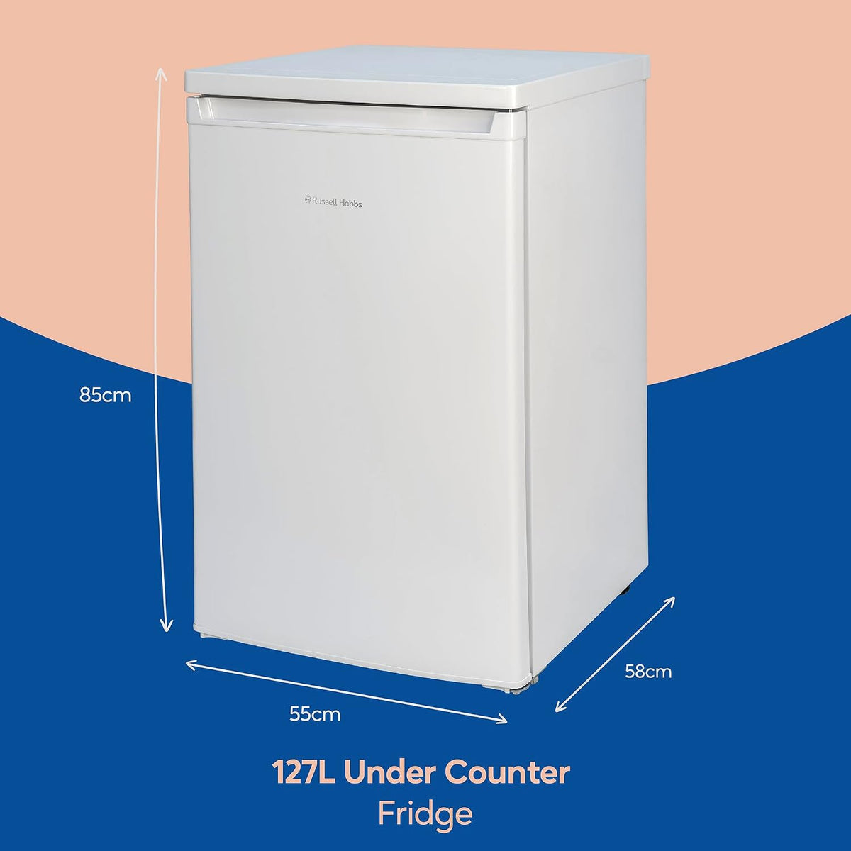 Under Counter Larder Fridge 127L Adjustable Thermostat White Reversible Door