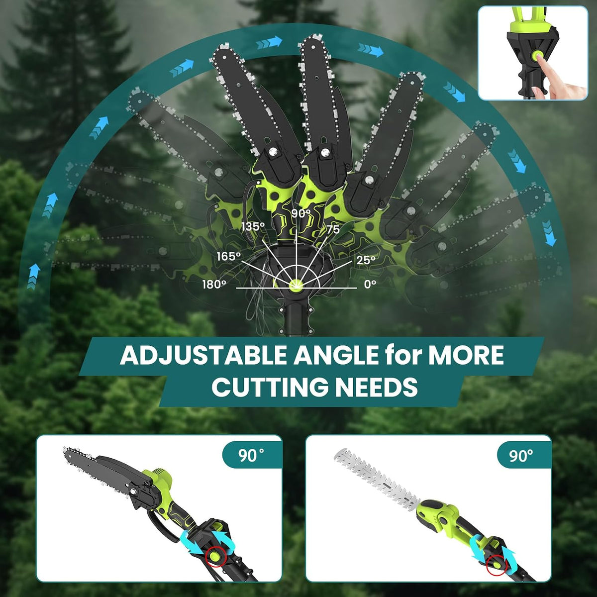 Pole Hedge Trimmer And Chainsaw Set 7.05Ft Extension 2x4.0Ah Battery Black