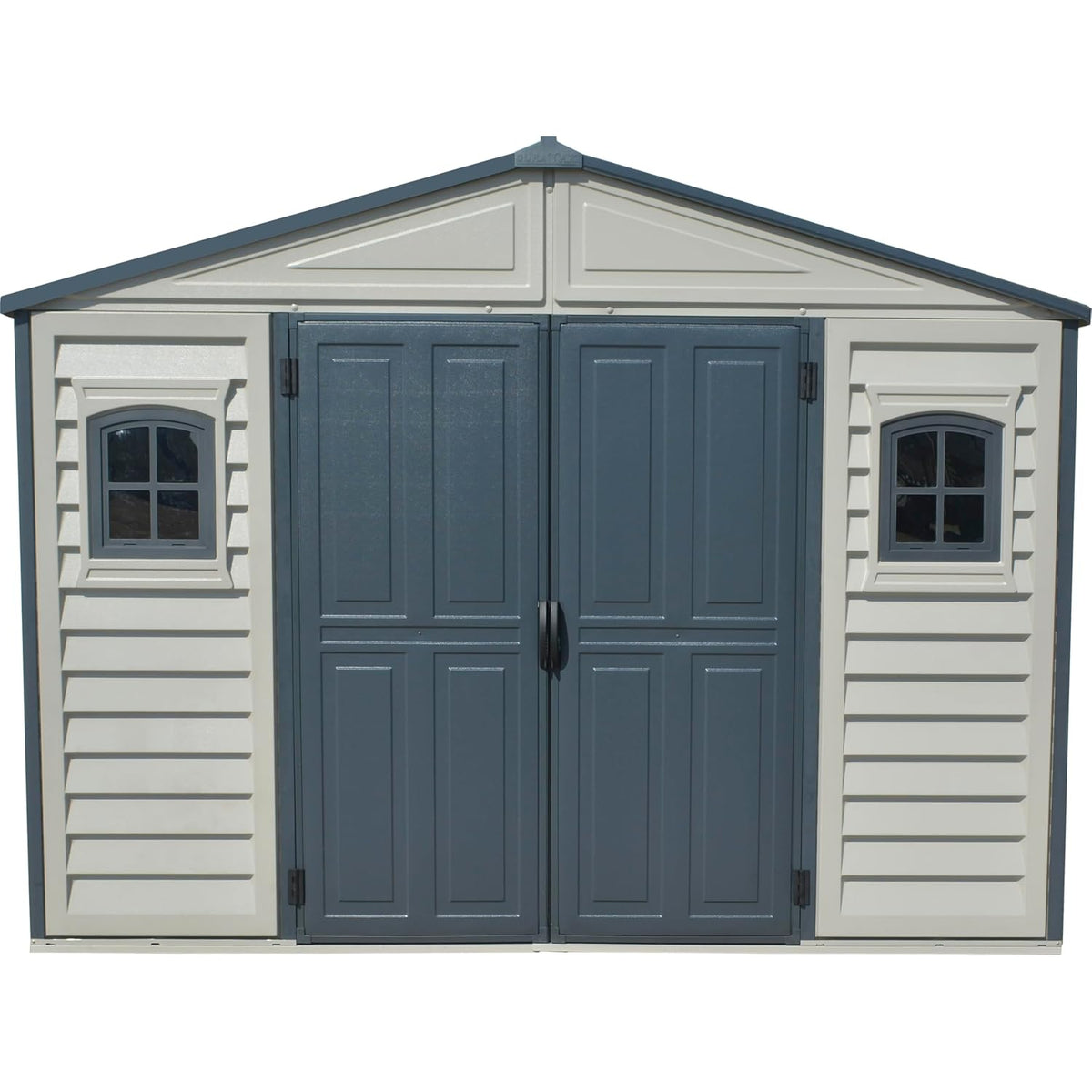 Plastic Garden Storage Shed 10.5 X 8 Ft Double Doors Lockable Dark Grey