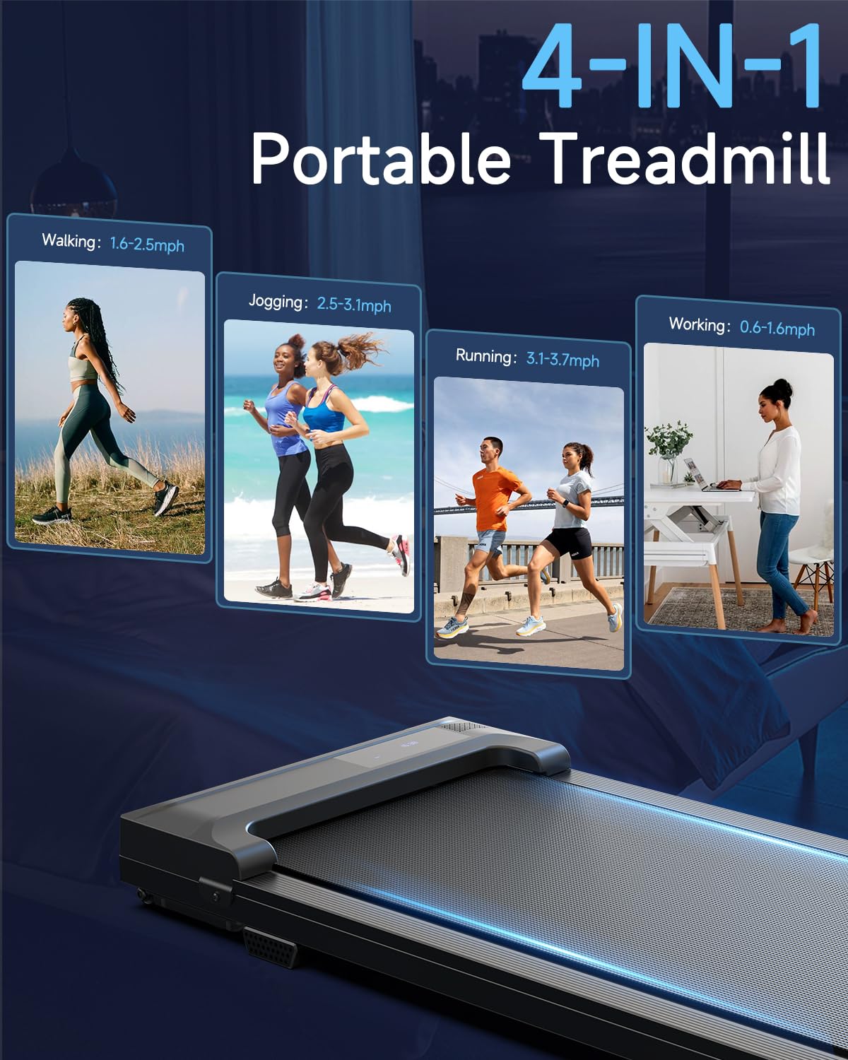 Kerolina Walking Pad Treadmill for Home - Under Desk Treadmills Mini Portable Walking Running Machine