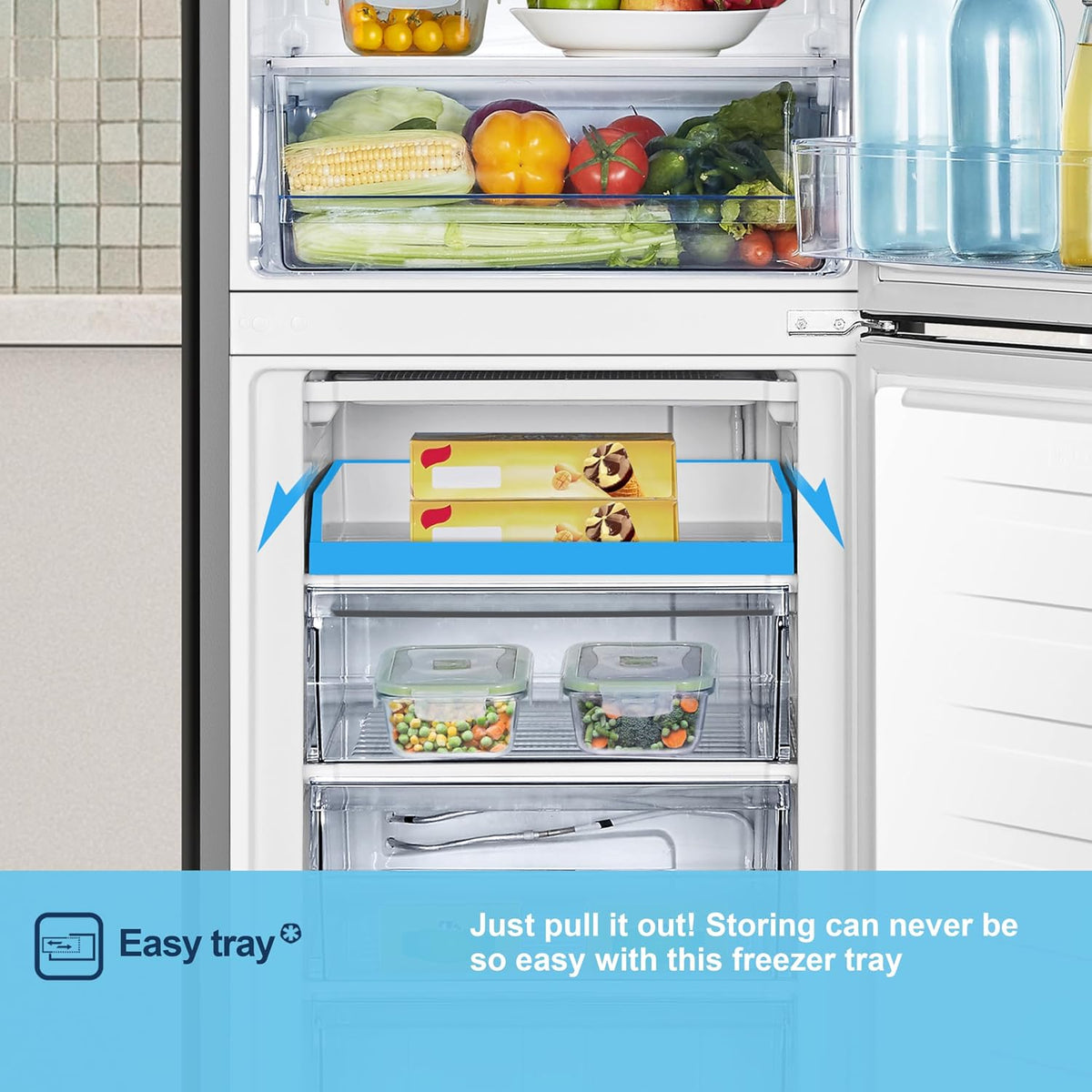 Freestanding Fridge Freezer 252L 50/50 No Frost LED Silver