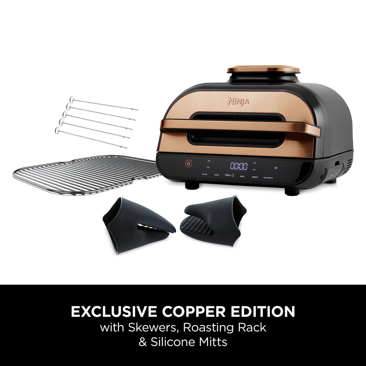Ninja Foodi MAX Health Grill & Air Fryer with Digital Cooking Probe, 6-in-1; Grill, Fry, Bake