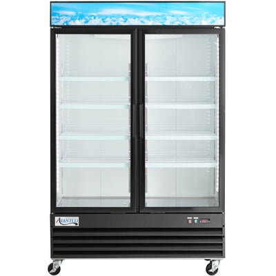 Avantco GDC-49-HC 53" Black Swing Glass Door Merchandiser Refrigerator with LED Lighting