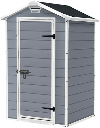 Garden Storage Shed 4 X 3 Ft Grey Resin Hinged Doors