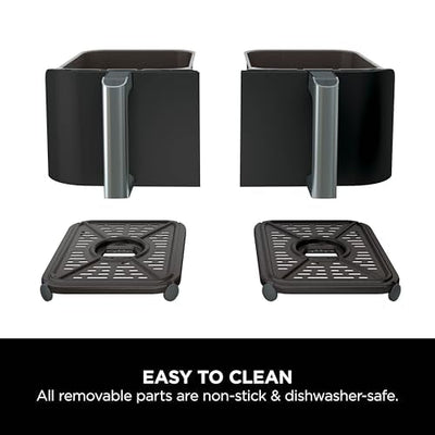 Ninja Foodi Dual Zone Digital Air Fryer, 2 Drawers, 7.6L, 4-in-1, Uses No Oil, Air Fry, Max Crisp, Roast, Reheat