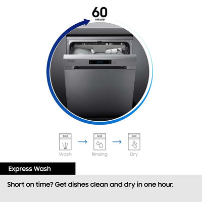 Built-In Dishwasher 14 Place Setting Auto Door Open Express Wash Black