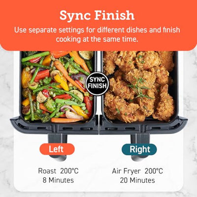 COSORI Dual Air Fryer, 8.5L Family Size, 8-In-1, Air Fry, Roast, Bake, Reheat, Dehydrate, Grill