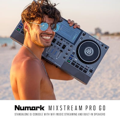 Numark Mixstream Pro Go Portable DJ Controller with Battery, Mixer with Stem Separation