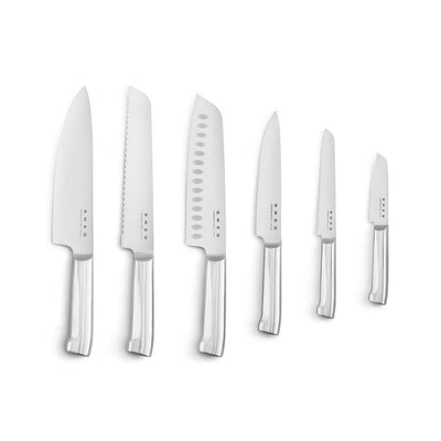 Knife Block Set With Integrated Sharpener 6-Piece Stainless Steel Black