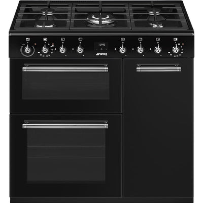 90cm Dual Fuel Range Cooker 61L Fan Convection Black