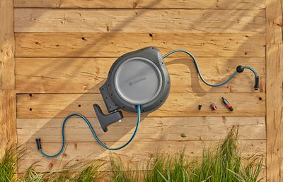 GARDENA 20502, Retractable Garden Hose Reel 75' x 1/2" Hose, Wall Mounted