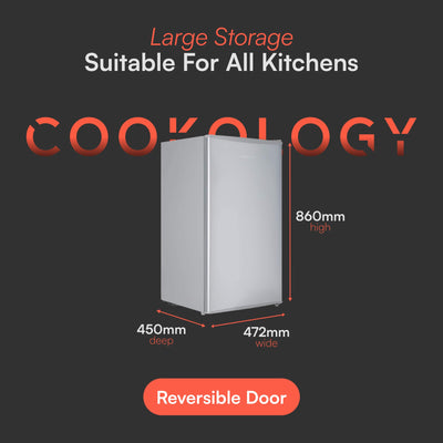 Cookology UCIF93BK Freestanding under counter Fridge in Silver - 93 Litre Capacity