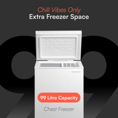 Cookology CCFZ99WH Freestanding Chest Freezer in White - 99 Litre Capacity - Suitable for Outbuildings