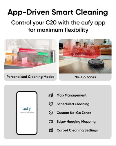 eufy Omni C20, Robot Vacuum Cleaner with Mop, All-in-One Station,7,000 Pa Powerful Suction, Ultra-Slim