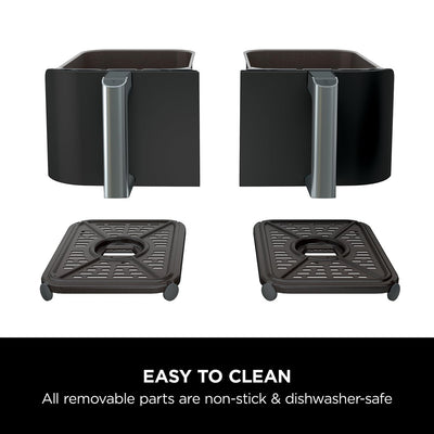 Ninja Foodi Dual Zone Digital Air Fryer, 2 Drawers, 7.6L, 6-in-1, Uses No Oil, Air Fry, Max Crisp, Roast