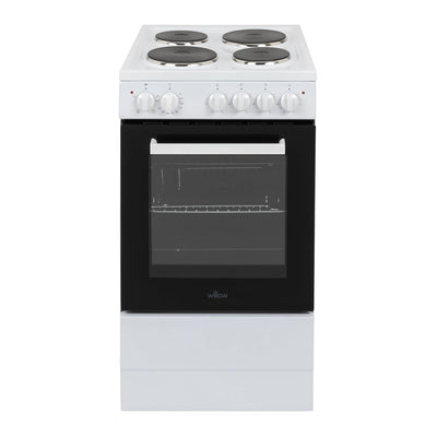 Freestanding Electric Cooker 62L 4 Solid Plate Hobs White