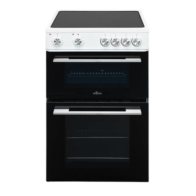 Freestanding Electric Cooker 68L Twin Cavity Ceramic Hob 4 Zones White