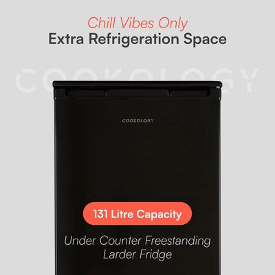 Freestanding Larder Fridge 130L Undercounter With Reversible Door Black