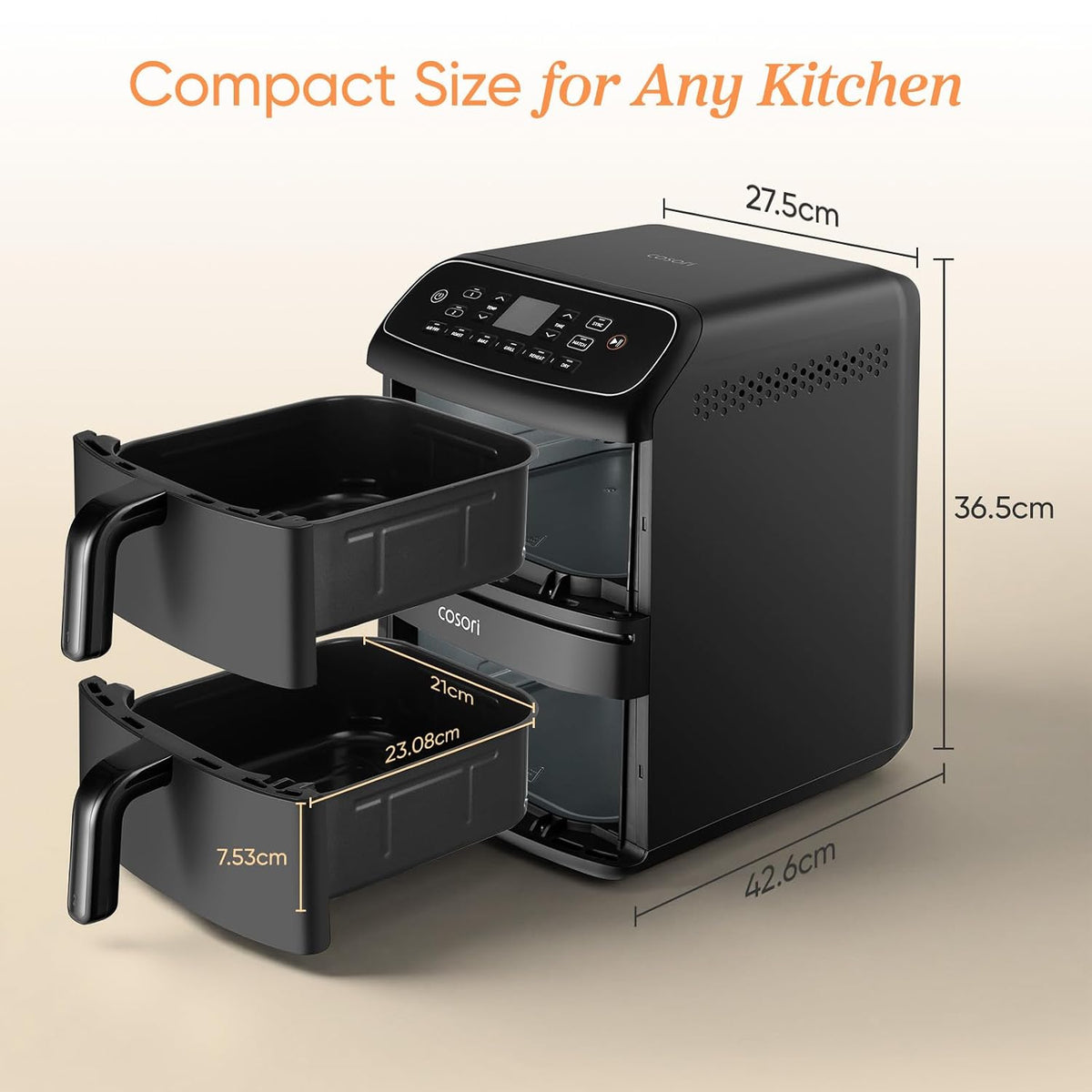 Freestanding Double Stack Airfryer 8.6L 2630W 6 Functions Black
