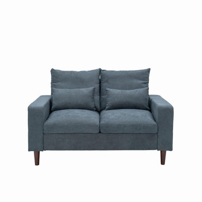 Grey Linen 3-Seater and 2-Seater Fabric Sofa Set with Pocket Spring Cushions and Solid Wood Legs