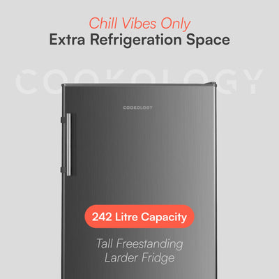 Cookology CTFR240IX Tall Freestanding Larder Fridge 240 Litre, 143cm High and 55cm