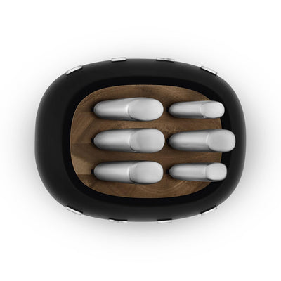 Knife Block Set With Integrated Sharpener 6-Piece Stainless Steel Black