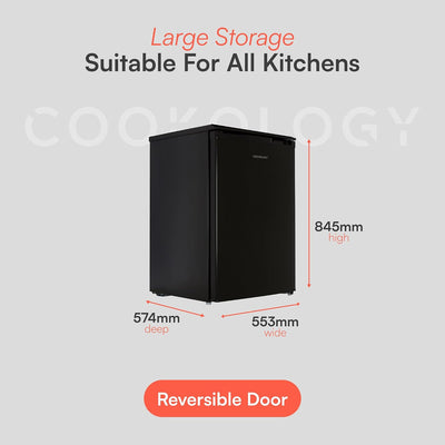 Freestanding Larder Fridge 130L Undercounter With Reversible Door Black