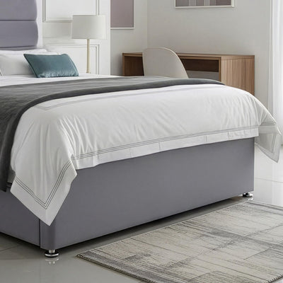5ft King Size Divan Bed Set with Orthopaedic Mattress, 2 Storage Drawers and 26-Inch Headboard, Sierra Grey