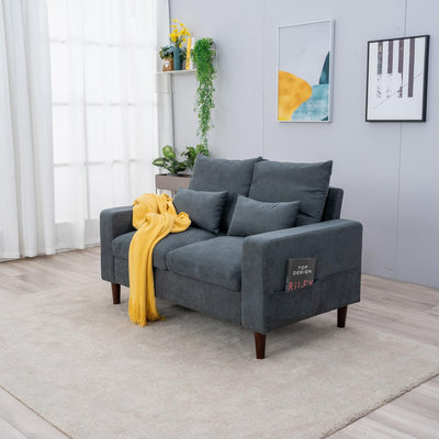 Grey Linen 3-Seater and 2-Seater Fabric Sofa Set with Pocket Spring Cushions and Solid Wood Legs