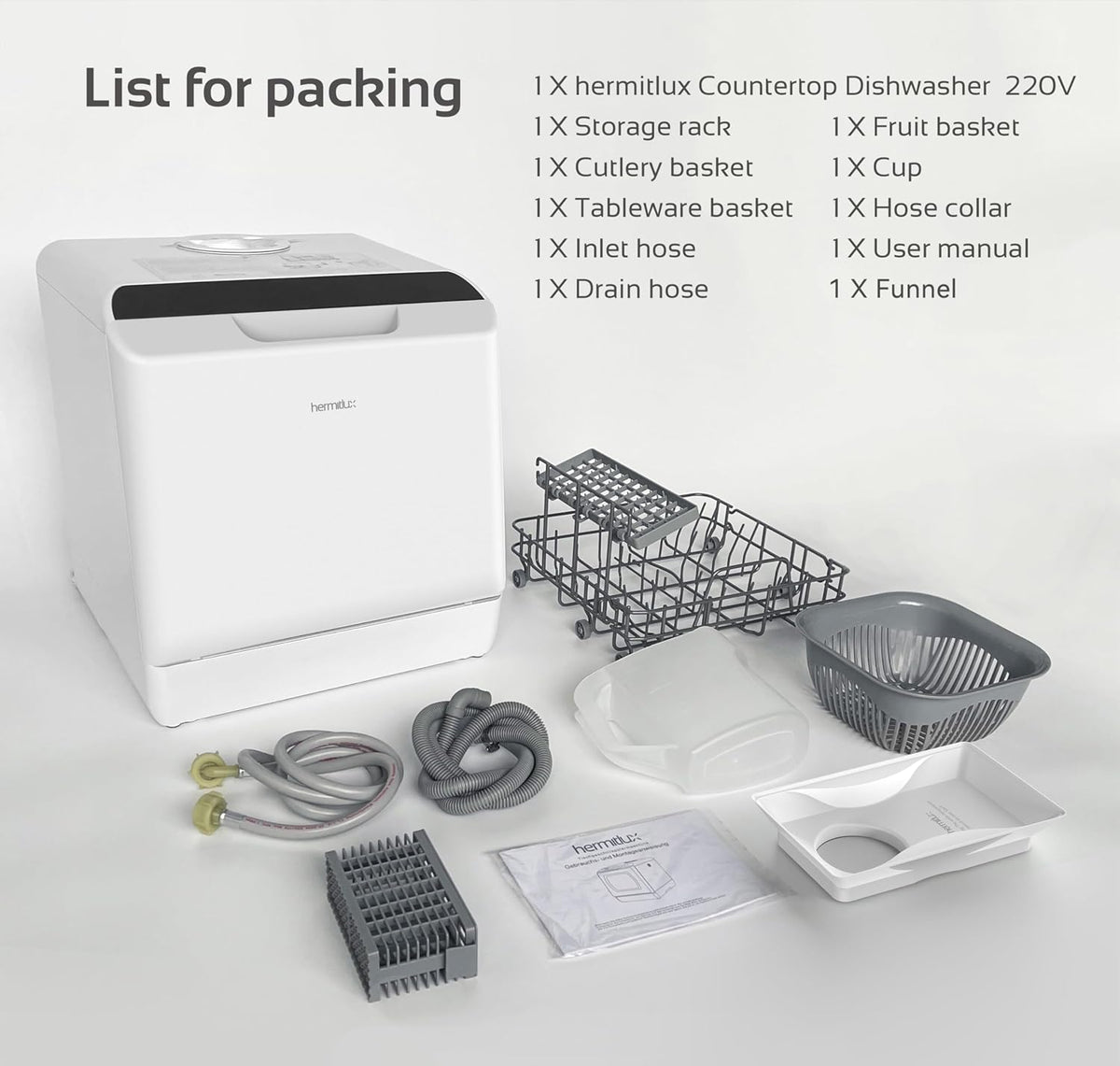 Table Top Dishwasher 5 Place Settings 5L Tank 6 Programmes White