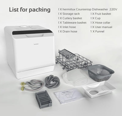 Table Top Dishwasher 5 Place Settings 5L Tank 6 Programmes White
