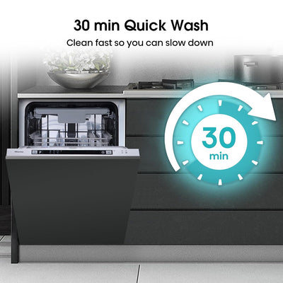 Built-In Dishwasher 10 Place Settings 7 Programs White 30 Min Quick Wash