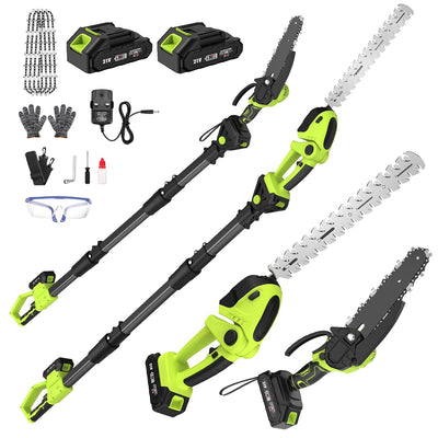 Pole Hedge Trimmer And Chainsaw Set 7.05Ft Extension 2x4.0Ah Battery Black