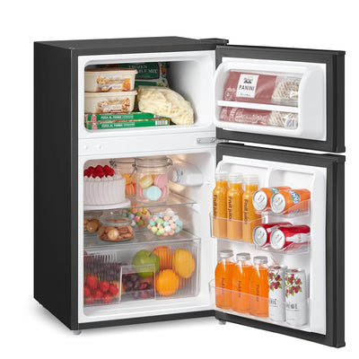 Under Counter Fridge Freezer 87L Double Door Reversible Door Black