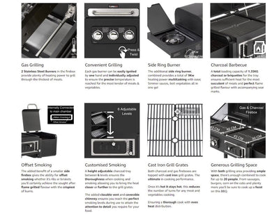 CosmoGrill Hybrid 4 Burner Barbecue with Waterproof Cover