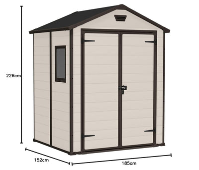 Garden Storage Shed 6 X 5 Ft Beige Resin Double Doors
