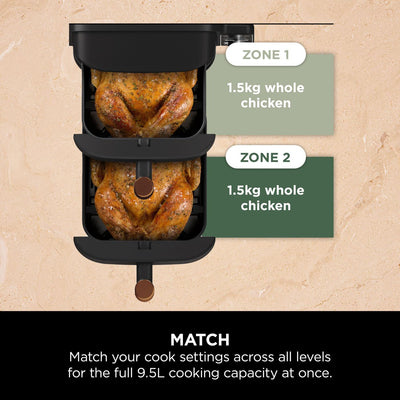 Ninja Double Stack XL Air Fryer, Vertical Dual Drawer Air Fryer with 4 cooking levels, 2 Drawers & 2 Racks