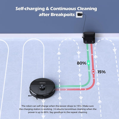 Robot Vacuum And Mop 5500Pa LiDAR Navigation 5 Maps Black