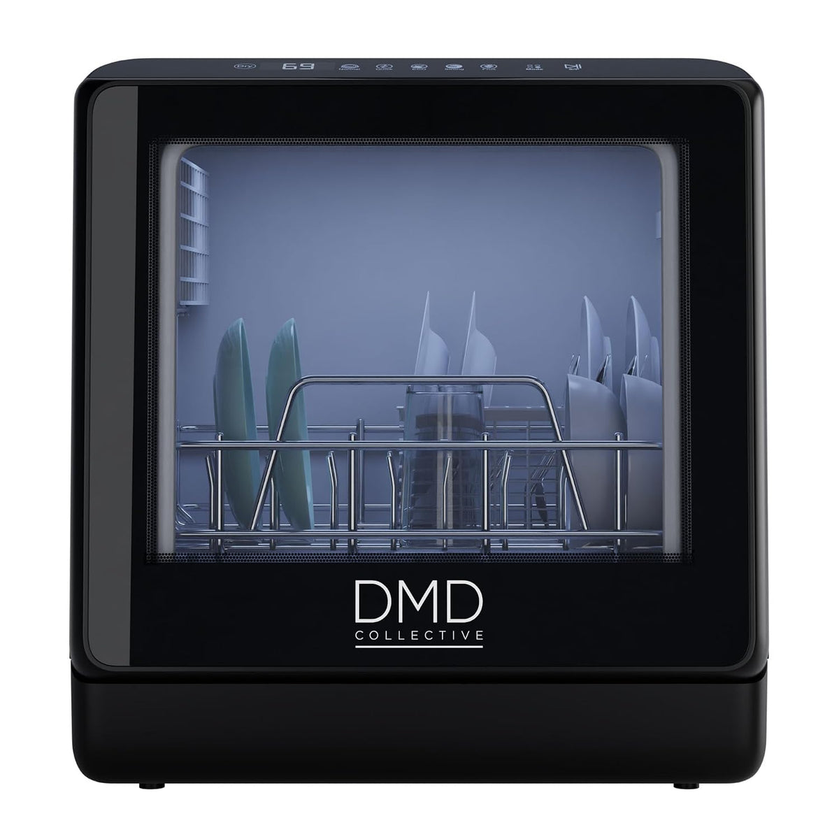 Mini Countertop Dishwasher 5L Touch Control LED Display 6 Programs Black