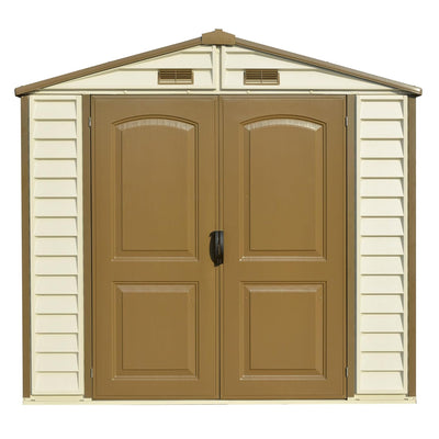 Plastic Garden Storage Shed 8 X 6 Ft Brown Double Doors Lockable