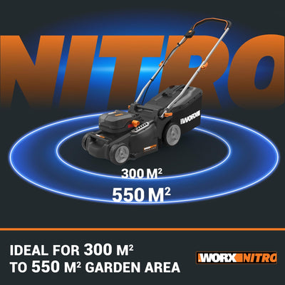 Worx WG737E 40V 37cm Cordless Lawnmower – Ideal for Medium to Large Gardens (300-550 m²)