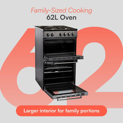 Electric Twin Cavity Cooker 93L 4 Zone Solid Plate Hob Black