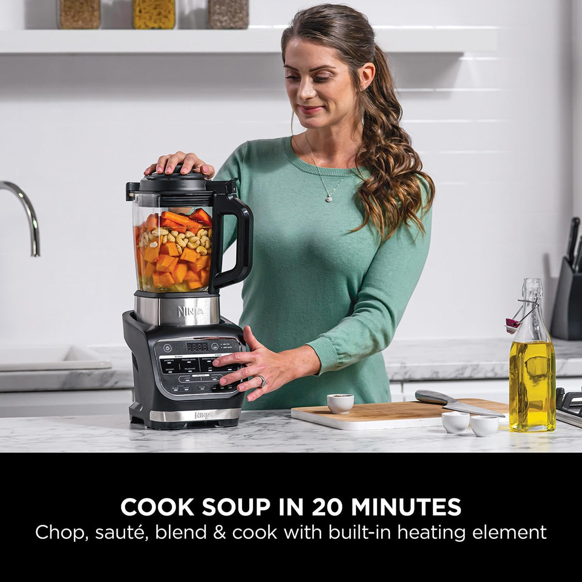 Ninja Foodi Blender & Soup Maker, 10 Auto-iQ Programs, 1.7L Glass Jug, Hot & Cold Blender