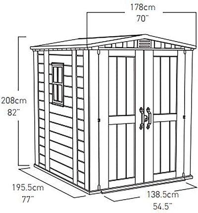 Keter Factor 6 x 6ft Double Door Outdoor Apex Plastic Garden Shed