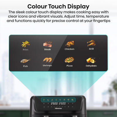 Air Fryer 11L Dual Zone 2700W Colour Touch Display 8 Functions Black