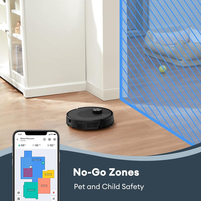 Robot Vacuum Cleaner 8000Pa LiDAR Navigation 200Mins Runtime Black
