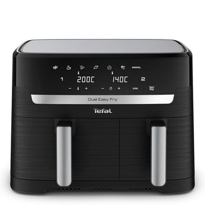 Tefal Easy Fry Dual Zone Digital Air Fryer, 2 Drawers, 8.3L, 8in1, Air Fry, Extra Crisp, Roast, Bake, Reheat